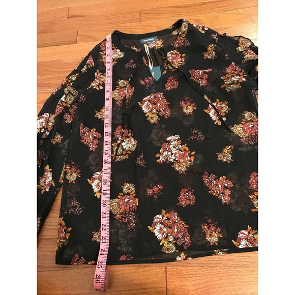 MODCLOTH Women’s “Pleased to Meet You” Floral Black Semi Sheer Tie Top - Size M - Picture 5 of 11